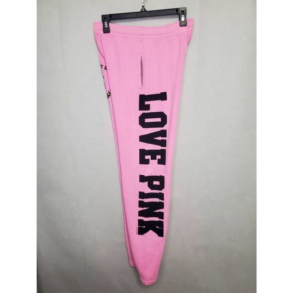 PINK Vicrtorias Secret Vintage Y2K Velvet Spell Out Drawstring Waist Sweatpants - Picture 2 of 7